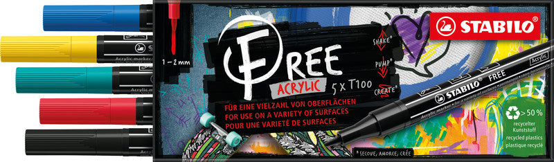 STABILO Acrylmarker – farbig sortiert, 5er Set