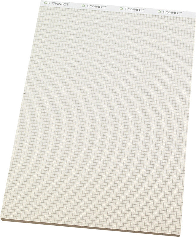 Q-connect Notizblock A4, kariert (4 mm), Leimbindung, 100 Blatt, perforiert, 65 g/m² – grau