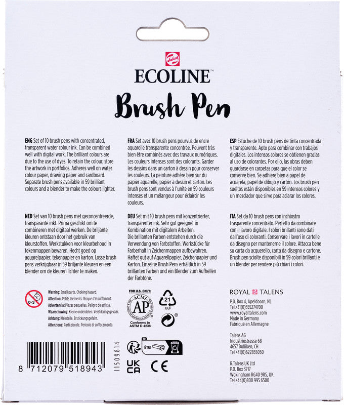 Talens ecoline Filzstifte Botanic, auswaschbar, 10 Farben