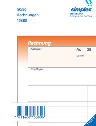 Simplex Formularblock – Rechnungen, Deutsch, 50 Blatt, A6, Karton