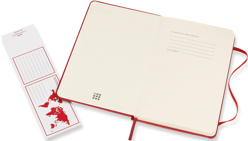 Moleskine Notizbuch, 115 × 180 mm, liniert, Leimbindung, Hardcover, 208 Seiten, 70 g/m² – scharlachrot