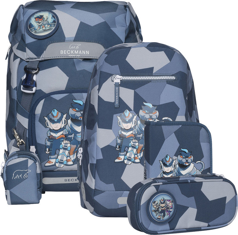 Beckmann Schulrucksack – 6-teilig – Tiger Race – mit Leuchteffekt