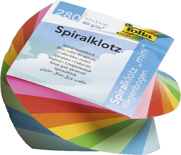 Folia Spiralzettelklotz, 55 × 55 mm, 280 Blatt, 80 g/m² – mehrfarbig