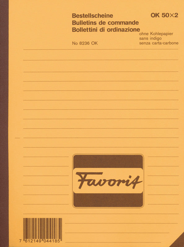 Favorit Formularblock – Bestellscheine, mehrsprachig, 50 Blatt, A5