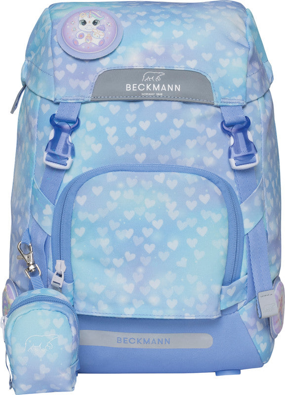 Beckmann Schulrucksack Classic 1st – 6-teilig – Einhorn Prinzessin Eisblau – recyclingfähig