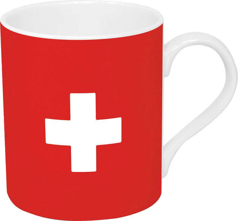 Ppd Tasse Schweizerkreuz – 350 ml, Ø 8,5 cm, Bone China, Rot/Weiss, spülmaschinenfest, mikrowellengeeignet