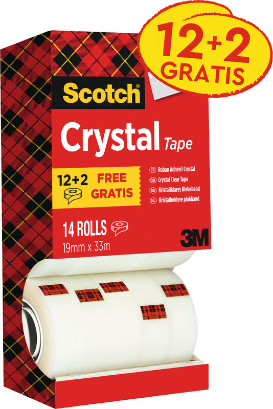 Scotch Klebeband Crystal – 19 mm × 33 m, 14 Rollen
