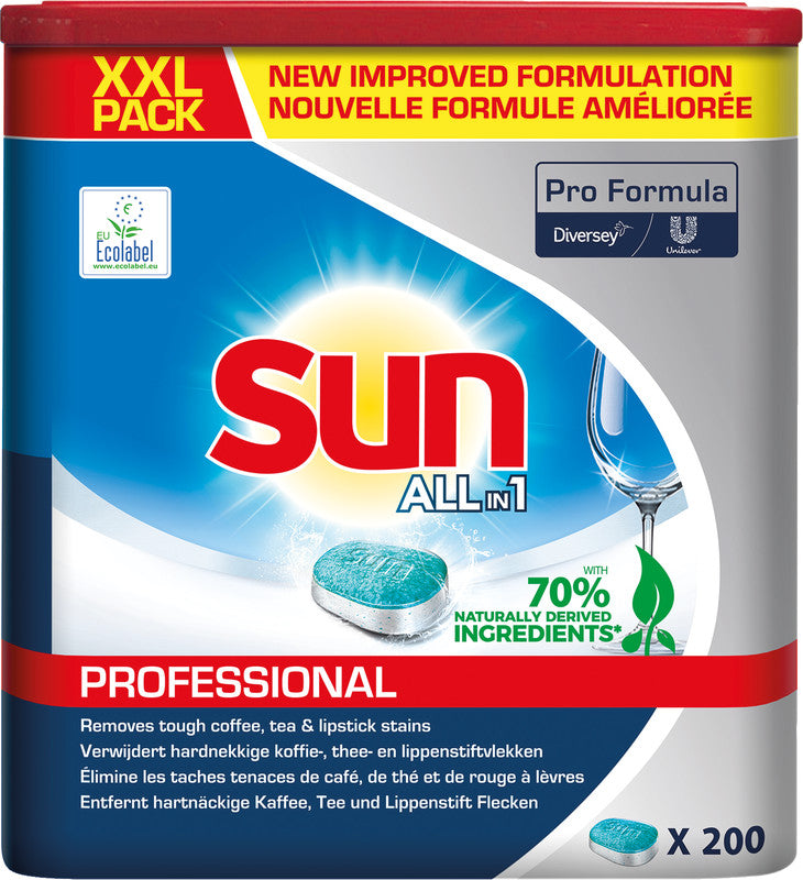 Sun Pro Formula All in 1 Complete Spülmaschinentabs Professional – für Geschirrspüler – 200 Tabs, EU Ecolabel