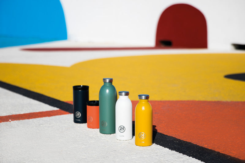 24Bottles Thermobecher Travel Tumbler – 3,5 dl – Edelstahl, isoliert, Sip&Go-Deckel – Sunset Orange