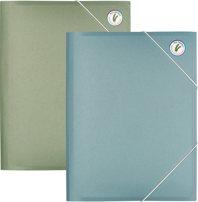 Kolma Sammelmappe für A4, Weizenstroh, Blau, mit Gummizug