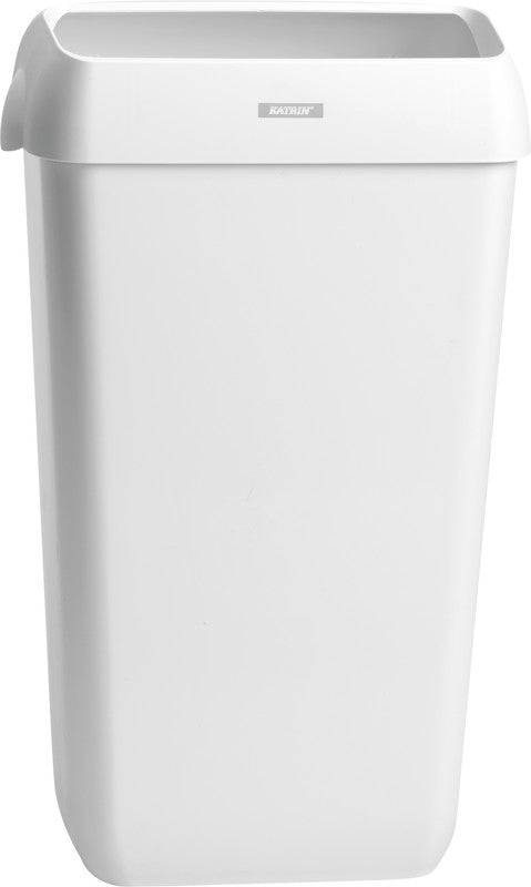 Katrin Abfallcontainer – 25 l – mit Deckel – Kunststoff, weiss – B × H × T 330 × 550 × 230 mm