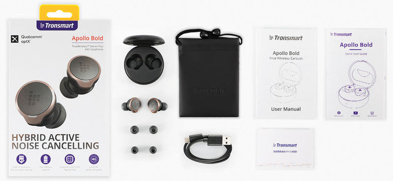 Tronsmart Apollo Bold – True Wireless In-Ear Kopfhörer – Bluetooth 5.0, ANC – Schwarz – bis 30 h