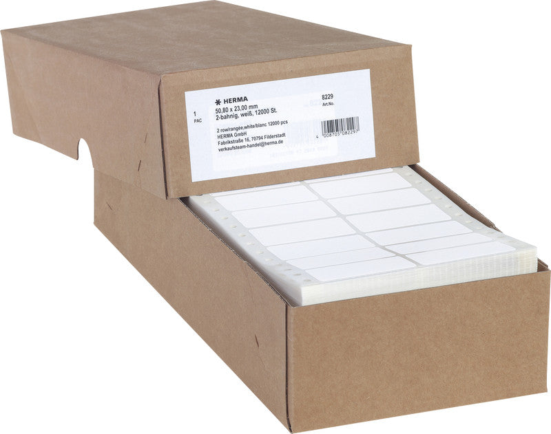 HERMA Etiketten (Rolle) 51 × 23 mm – Papier, matt, weiss – permanent haftend – Punktmatrix – (12'000 Stk.)