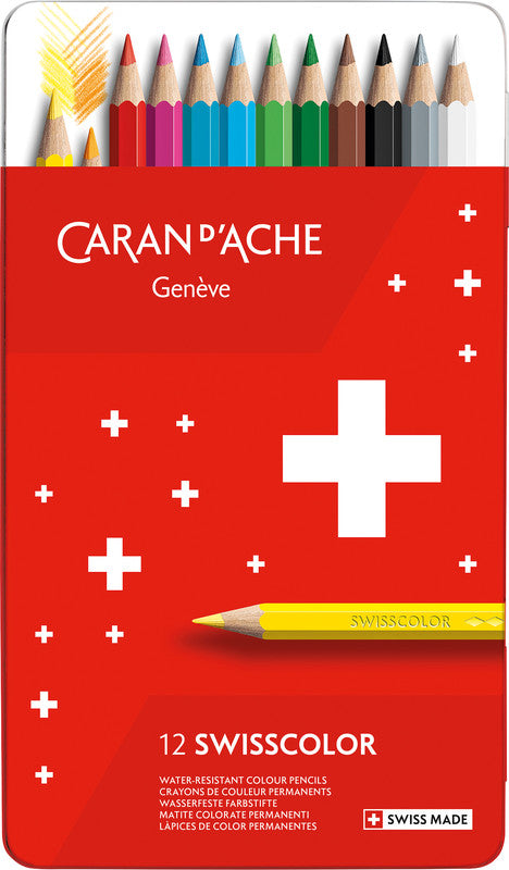 Caran d-Ache Caran d'Ache Buntstifte Swisscolor – 12 Farben, im Metalletui, Ø 2,8 mm, FSC