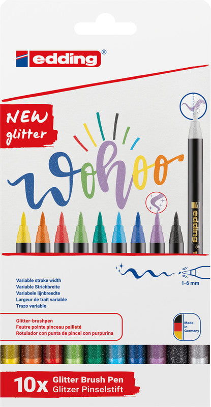 Edding Filzstifte, Strichbreite 0,5–5 mm, 10 Farben