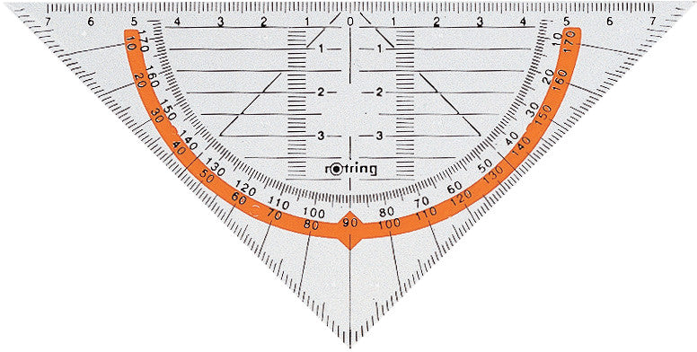 Rotring Wandtafel-Geodreieck – 16 × 16 cm, Kunststoff, transparent, Skalenfarbe schwarz, Stärke 1,5 mm