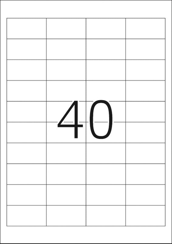 HERMA Etiketten auf Bogen, 49 mm × 25 mm, weiss, Papier, permanent, 4000 Etiketten (100 Blatt)