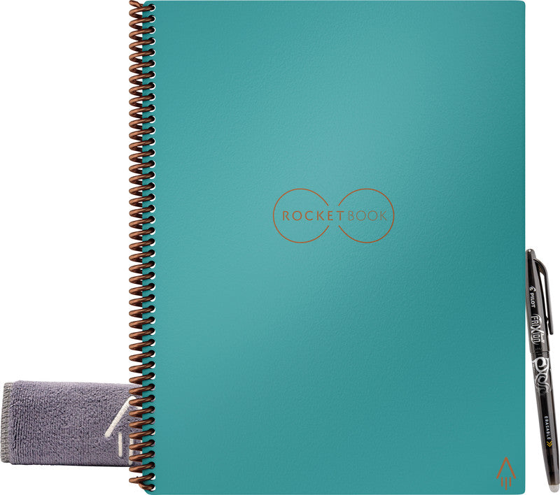 Rocketbook Spiralbuch, A4, punktkariert, Spiralbindung, Hardcover, 32 Seiten – türkis, für Rocketbook App