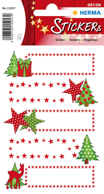 HERMA Schmucketiketten Decor Weihnachten – 84 × 120 mm – mehrfarbig – 10 Stk.