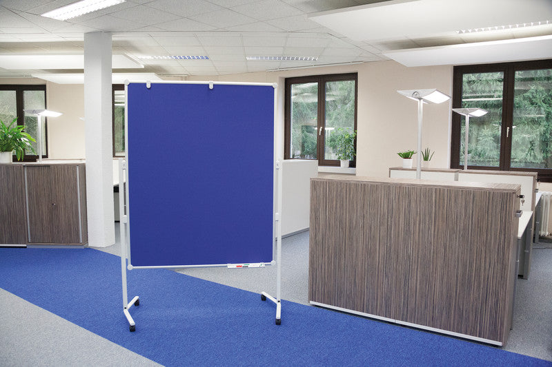 MAUL Pinnwand – Filz, magnetisch, Alurahmen – 120 × 150 cm, weiss/blau