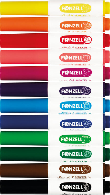 Fonzell Filzstifte, Strichbreite 7,8 mm, 12 Farben