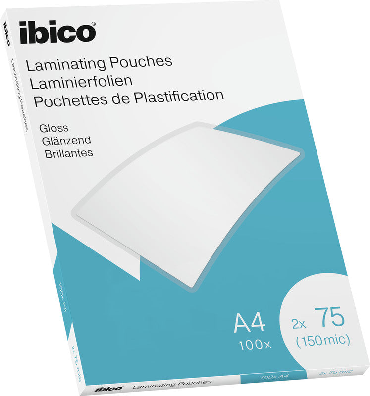 Ibico Laminierfolien A4, glänzend – 75 µm, 216 × 303 mm, 100 Stk.