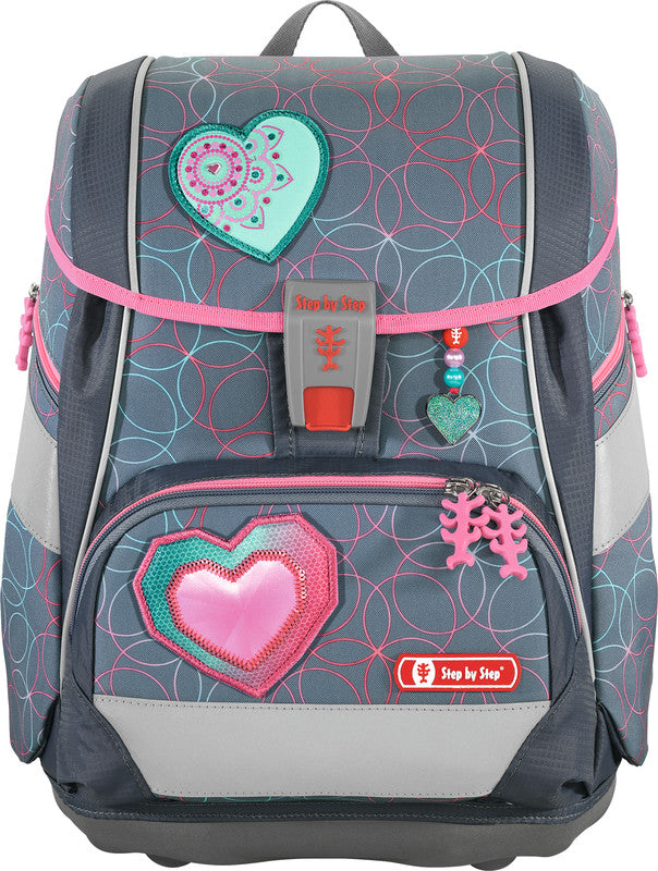 Step by Step Schulrucksack-Set 2in1 Plus – 6-teilig – Glitter Heart Hazle