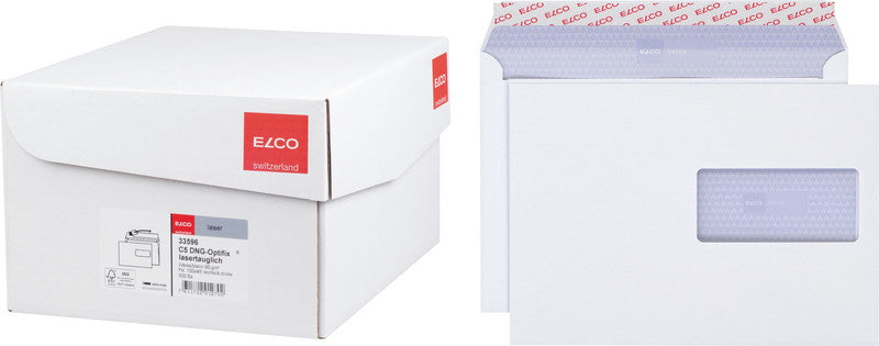 Elco Couvert C4 (324 × 229 mm), mit Fenster, selbstklebend (Optifix), hochweiss, 90 g/m² – 250 Stk.