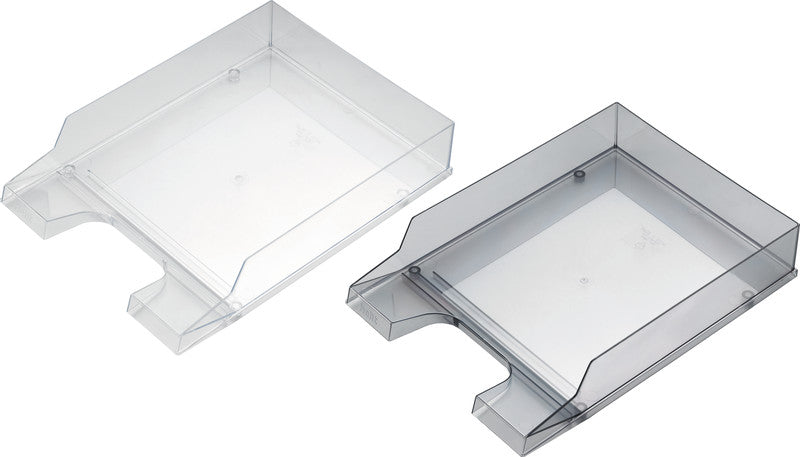 Helit Briefkorb – mit Beschriftungsfeld, hochglänzend, grau transparent, B 245 × H 67 × T 350 mm