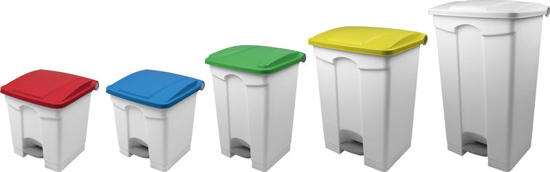 Helit Abfallcontainer – 45 l – mit Deckel – Kunststoff, Weiss – B × H × T 410 × 600 × 400 mm