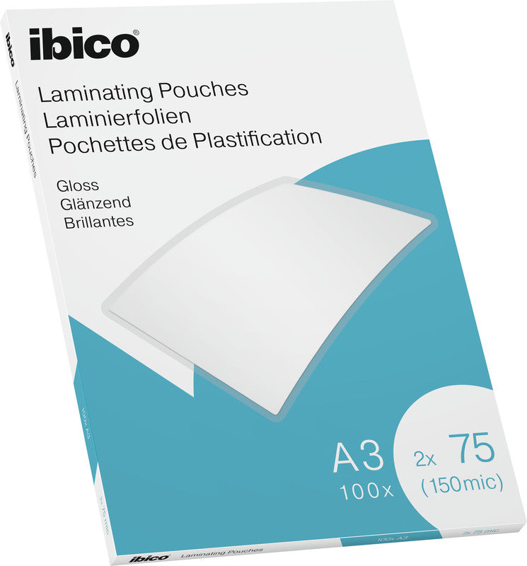 Ibico Laminierfolien A3, glänzend – 75 µm, 303 × 426 mm, 100 Stk.
