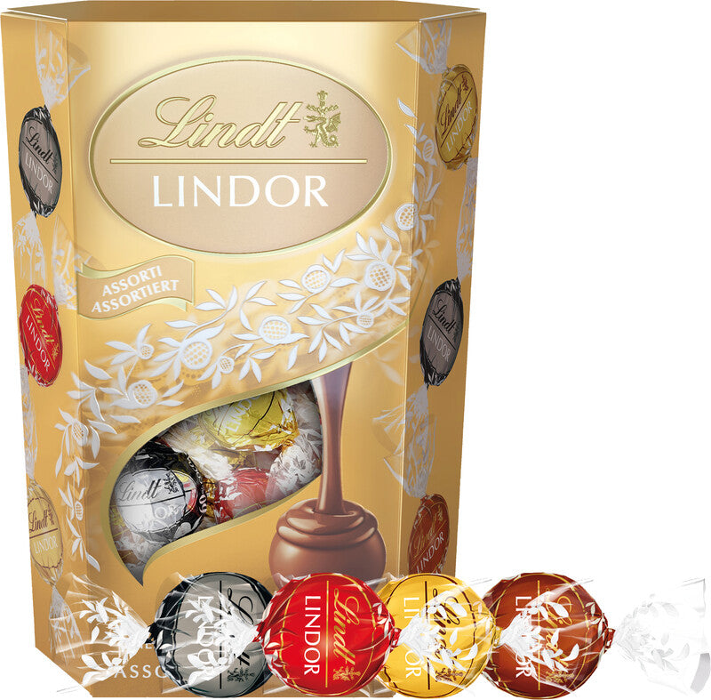 Lindt LINDOR Kugeln Pralinés – Milch, Weiss, Dunkel 60% Kakao, Haselnuss, 200 g