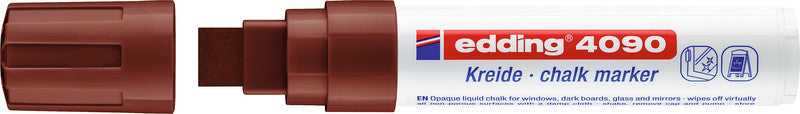 Edding Kreidemarker 4090 – Keilspitze, 4–15 mm – Braun – für Fenster, Glas, Tafeln + mehr