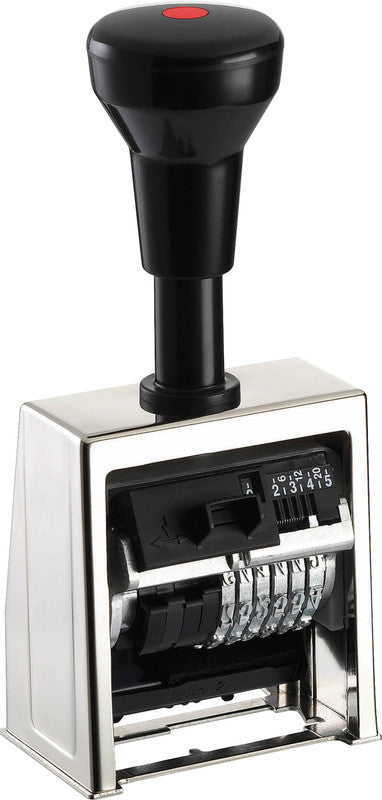 Reiner Motivstempel B 6 – Motiv: Zahlen, selbstfärbend, Metall, 22 × 5,5 mm, inkl. schwarz eingefärbtem Kissen