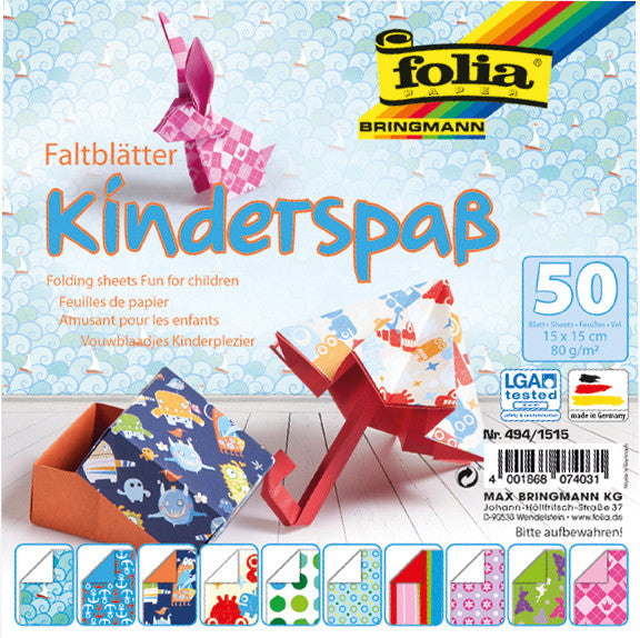 Folia Faltblätter – 150 × 150 mm – 80 g/m² – sortiert – 50 Blatt