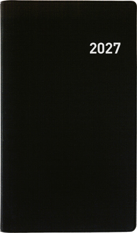 Biella Brüssel Agenda – 1 Woche/2 Seiten, Wire-O, 8,5 × 15,3 cm, 2026, Schwarz, FSC