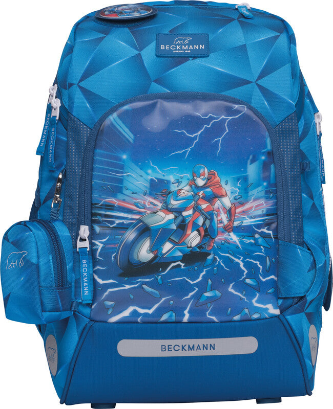Beckmann Schulrucksack – Active Air Flx – Blue Lightning – Recycelte Materialien – 26,0×39,0×22,0 cm