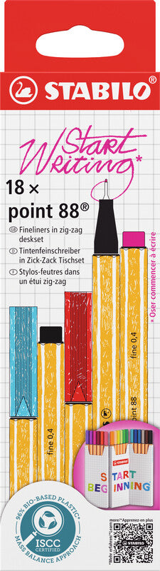 STABILO Fineliner – 18er-Set 0,4 mm – 18 Farben, sortiert