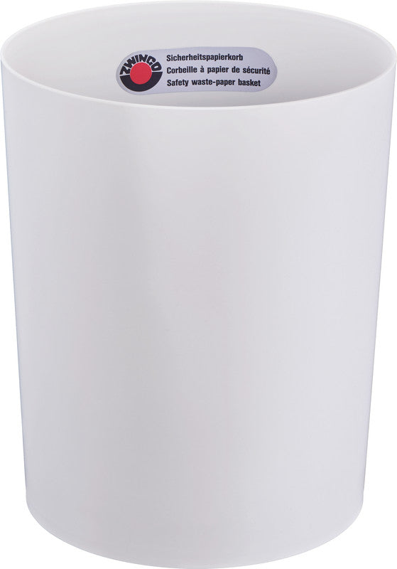 Zwingo Sicherheitspapierkorb – 20 l – Kunststoff, Lichtgrau – TÜV, mit Metallboden – Ø 280 × H 340 mm