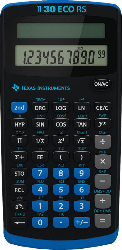 Texas Instruments Taschenrechner TI-30 ECO RS – 10+2-stellig, LCD, Prozent/Bruch, Solar, 79×153×18 mm
