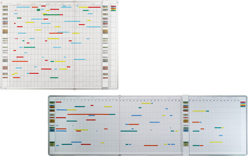 Ultra-Dex Jahresplaner, magnetisch, trocken abwischbar, matt, vorgedruckt – 200 × 60 cm, Weiss