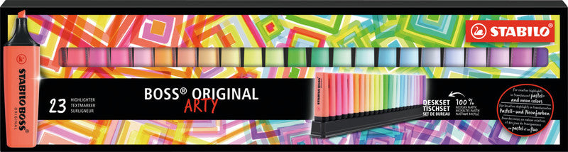 STABILO BOSS Original Arty Textmarker Desktop Set 23 Farben – Keilspitze, 2–5 mm, nachfüllbar
