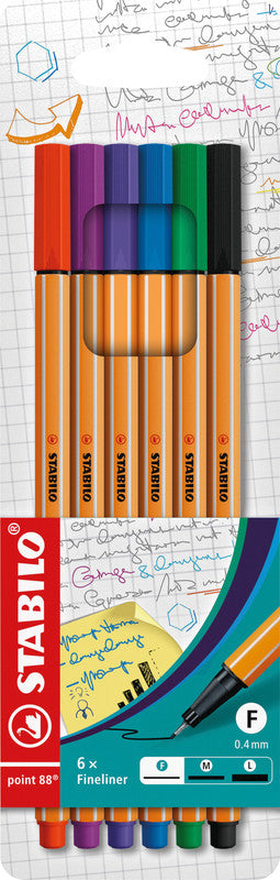 STABILO Fineliner – 6er-Set – 0,4 mm – sortiert