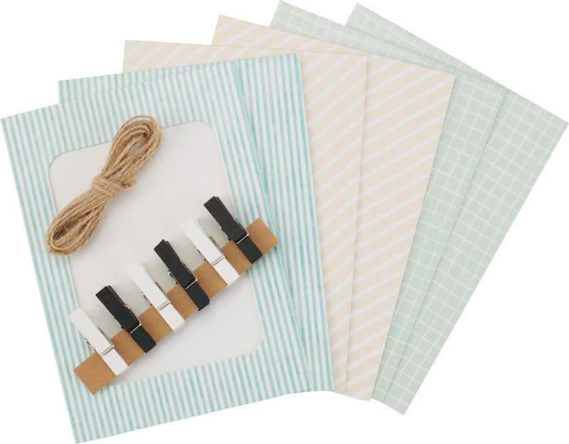 Hama Fotogirlande, Papier, sortiert, 10 × 15 cm, Länge 300 cm, mit Holzklammern – eco:plus