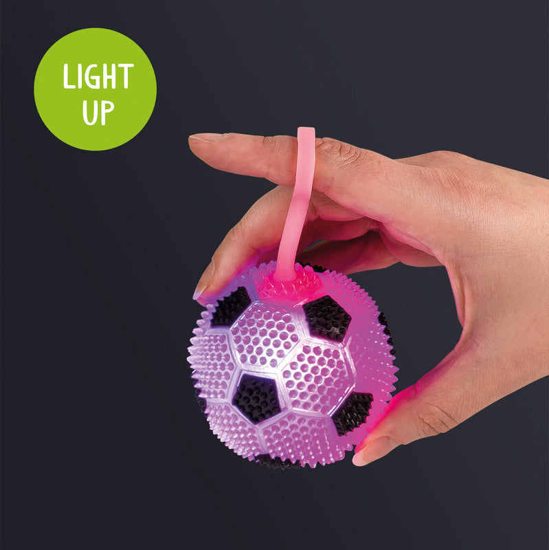 Trendhaus XTREME Fun Stressball Fussballoptik – Ø 63 mm, mit blinkendem LED-Licht