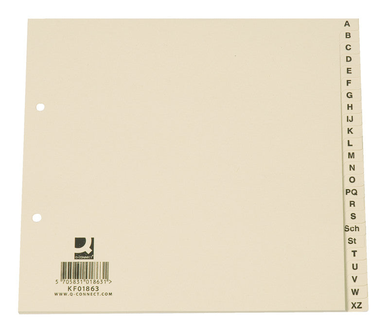 Q-connect Register – teildeckend, 24-teilig, Papier, braun, vorgedruckt, 2-fach Lochung, für A4 hoch