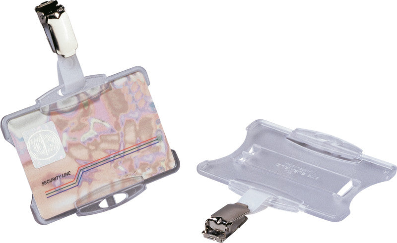 Durable Ausweishalter – 85 × 54 mm, Kunststoff, transparent, mit Clip – 25 Stück