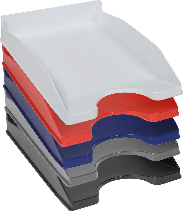 Q-CONNECT Briefkorb – mit Griffausschnitt, mit Beschriftungsfeld, matt, grau, B 255 × H 60 × T 345 mm