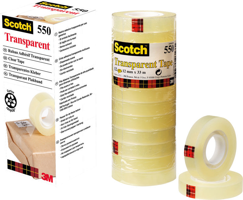 Scotch Büro-Klebeband – permanent, klar, Kunststoff, 15 mm × 33 m, Kern Ø 25 mm
