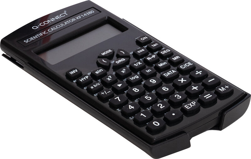 Q-connect Wissenschaftlicher Taschenrechner KF14380 – 12-stellig, LCD, Prozent/Bruch, Batterie, Schwarz